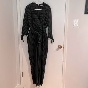 XL Dex One Piece Pinstripe Pantsuit with Belt